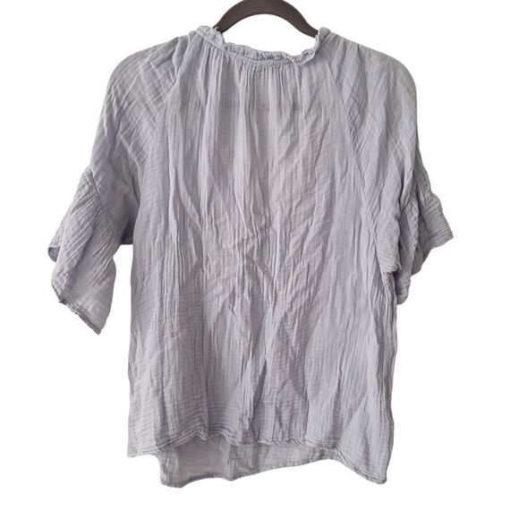 Michael Stars Light Purple Gauze V-Neck Short Sleeve Raw Hem Blouse M - Picture 2 of 7